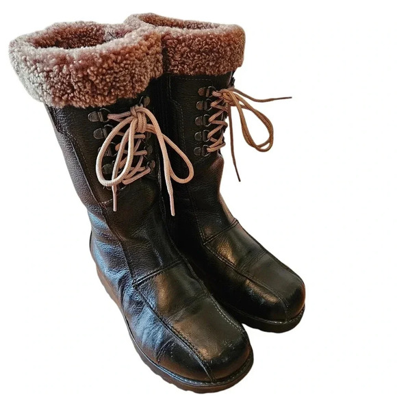 Saute Mouton Colombe Women's Leather Zipper Fall Winter Combat Boots Black Sz 36 - Picture 5 of 11